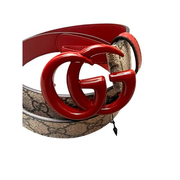 Gucci Accessories - Gucci unisex GG Marmont thin belt in red leather Canvas 90/36